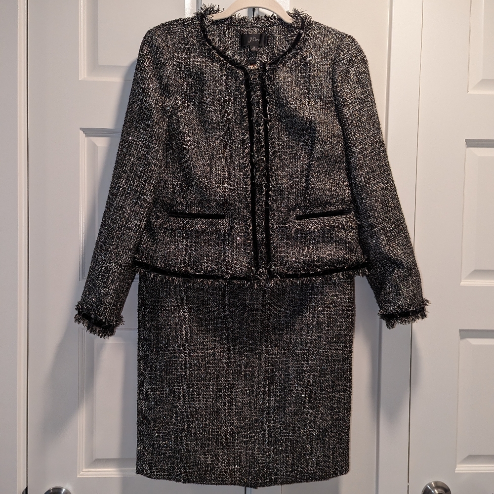 JCrew sequin jacket and matching skirt